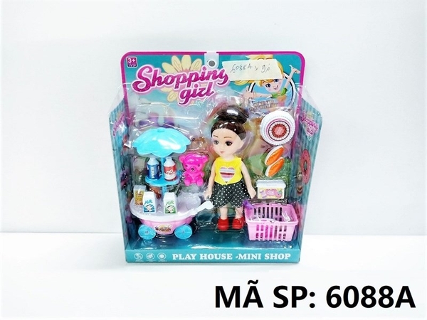 6088A VỈ HỘP BẾP XE ĐẨY DÙ SỮA, NƯỚC NGỌT, GIỎ ĐỒ, GẤU + 1C BABY