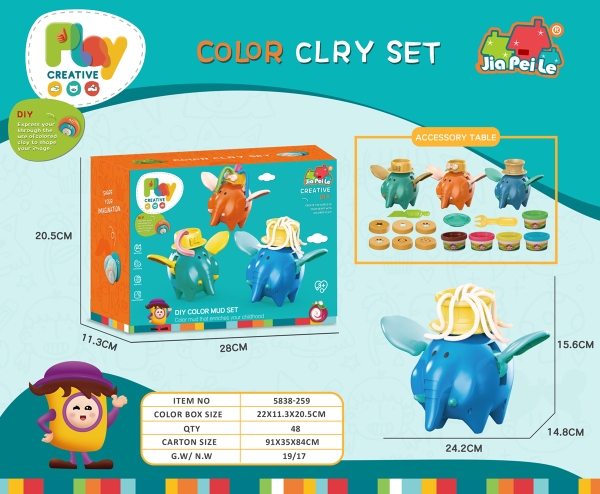 5838-259  HỘP ĐẤT SÉT LÀM MÌ VOI + 5 HŨ