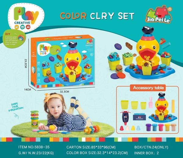 5838-35  HỘP ĐẤT SÉT LÀM BÁNH, MÁY LÀM BÁNH VỊT, KHUÔN + 5 HŨ