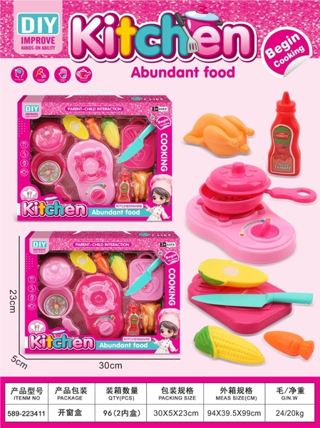 589-223411  HỘP BẾP GAS ĐƠN, TRÁI CÂY DÍNH, CHẢO, THỚT