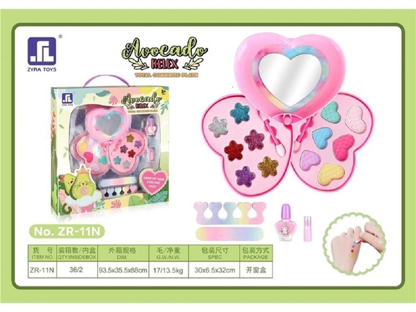 ZR-11N  HỘP PHẤN TRANG ĐIỂM TRÁI TIM 2 TẦNG + SƠN MÓNG + SON