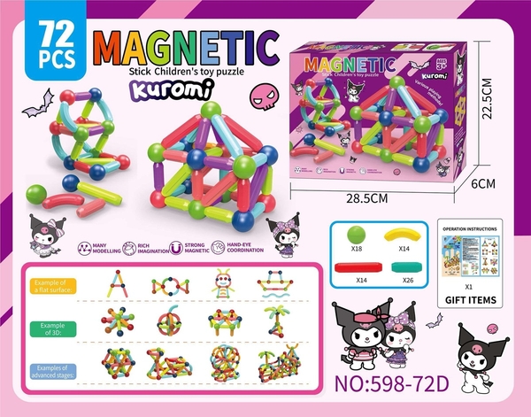 598-72D  HỘP XẾP HÌNH NAM CHÂM SANRIO 72 MIẾNG