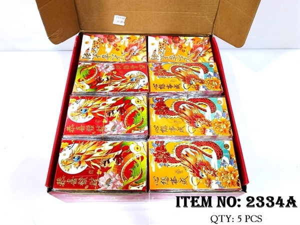 2334A XẤP 10C LÌ XÌ ĐỎ VÀNG RỒNG CHỮ TRUNG