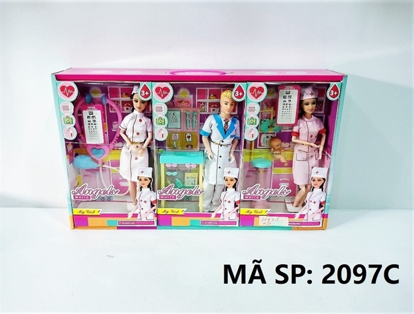 2097C HỘP BABY 1C BÁC SĨ 3 MẪU (TRAI, TỦ), (GÁI, TAI NGHE), (GÁI, BÉ) HỘP 1C Angels White