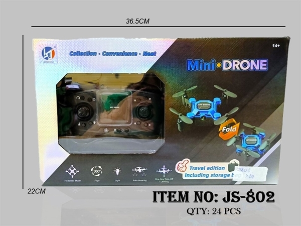 JS-802 HỘP MÁY BAY DRONE ĐIỀU KHIỂN TRÊN KHÔNG, 4 CÁNH QUẠT, SẠC USB + 1 TÚI