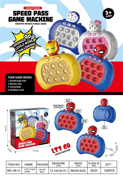 138-14 HỘP MÁY GAME PIN POP IT SIÊU NHÂN NHỆN