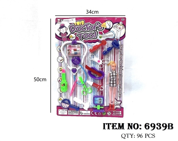 6939B VỈ BÁC SĨ TAI NGHE, KHÂY THUỐC, BÚA, NHIỆT KẾ, KÉO + 1C BABY