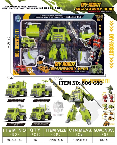 606-C80  HỘP RÁP ROBO BIẾN HÌNH XE CÔNG TRÌNH 4 IN 1