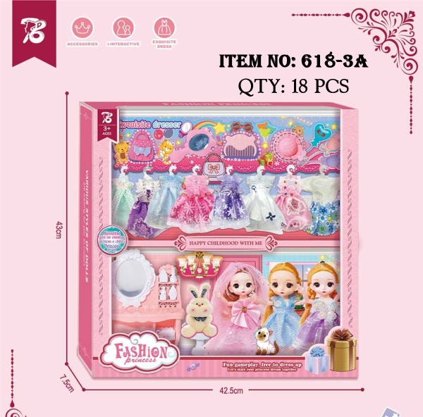 618-3A  HỘP BABY 3C KHỚP, MẮT THỦY TINH + 8 ÁO