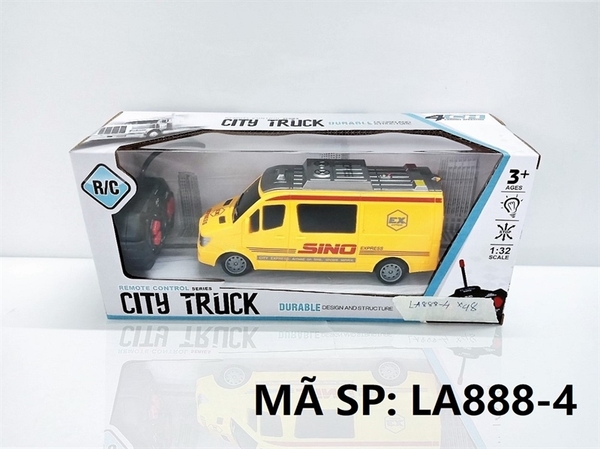 LA888-4 HỘP XE CHUYỂN PHÁT NHANH ĐK 7 Đ.TÁC, KHÔNG SẠC TL 1:32 City Truck
