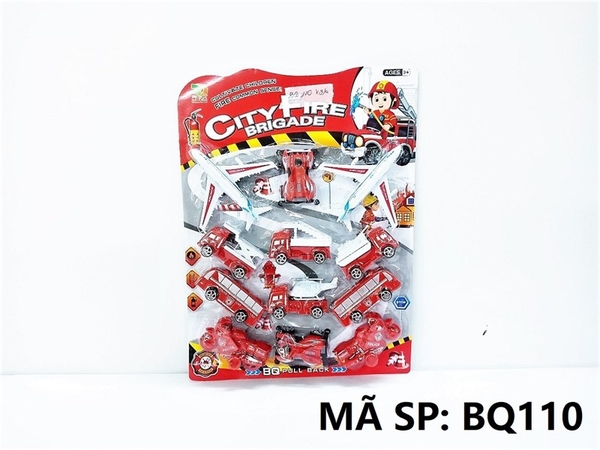 BQ110 VỈ XE CỨU HỎA, MÁY BAY, MOTO TRỚN 12C City Fire Brigade
