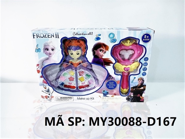 MY30088-D167 HỘP PHẤN TRANG ĐIỂM CÔNG CHÚA 2 NGĂN + CÂY CHỚP PIN NÚT Frozen II MY30088-