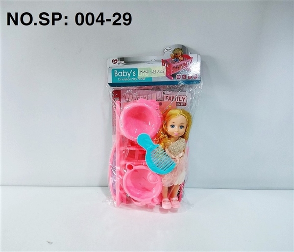 _004-29 TÚI BABY 1C MẮT THỦY TINH + NÔI CŨI BẬP BÊNH RÁP + BÔ, LƯỢC, TÔ ĂN (PVC) Baby Life