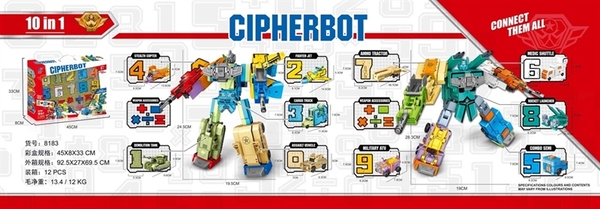 8183 HỘP RÁP ROBO SỐ HỌC BIẾN HÌNH XE, MÁY BAY 10 IN 1 20 MIẾNG