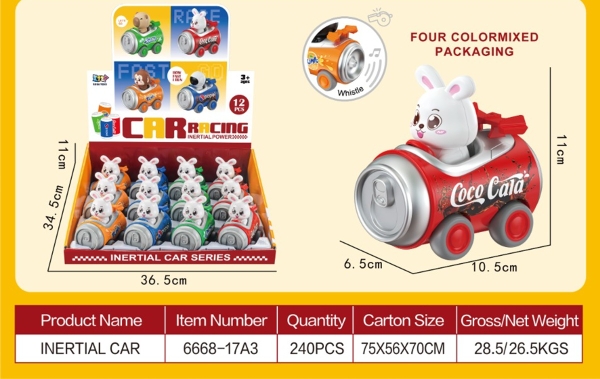 6668-17A3  HỘP THỎ LÁI XE LON NƯỚC NGỌT 12C