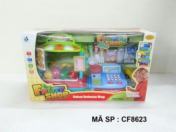 CF8623 HỘP BẾP QUẦY DÍNH TRÁI CÂY RAU CỦ + MÁY TÍNH TIỀN SIÊU THỊ PIN + SỮA 33 MIẾNG