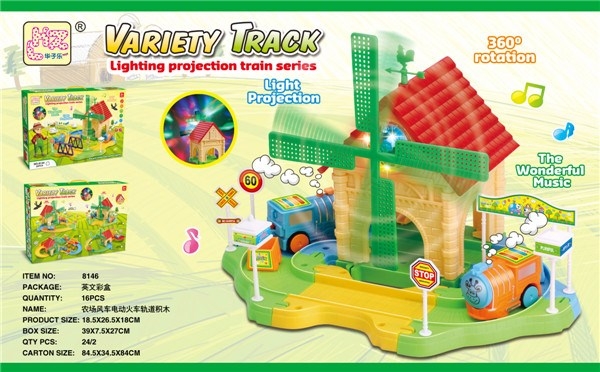 8146 HỘP ĐƯỜNG RAY XE LỬA PIN+ NHÀ + BIỀN BÁO 16 MIẾNG