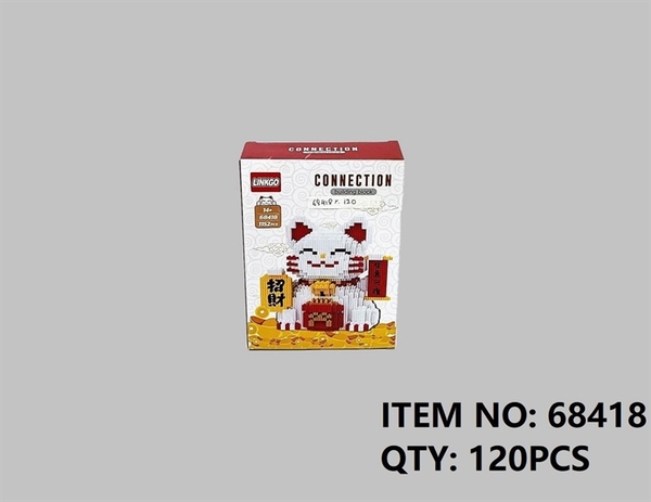 68418 HỘP LOGO RÁP 3D MÈO THẦN TÀI 1152 MIẾNG Connection building block
