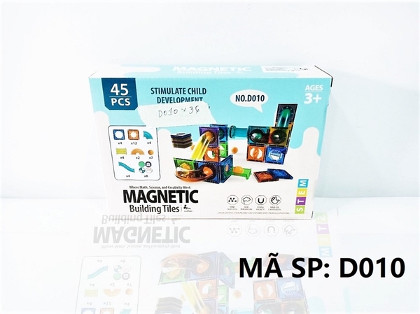 D010 HỘP XẾP HÌNH NAM CHÂM TRƯỢT BANH 45 MIẾNG Magnetic Building Titles J010
