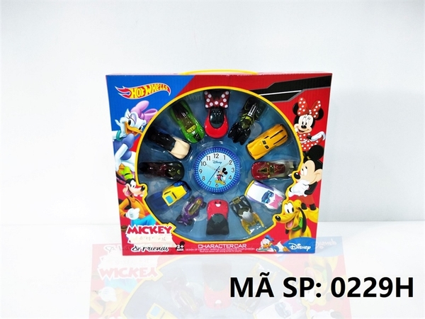 _0229H HỘP XE HƠI SẮT TRỚN 12C CHUỘT MICKEY ĐỦ MẪU 0229S