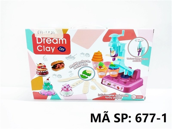 677-1 HỘP ĐẤT SÉT LÀM KEM, BÁNH + MÁY ÉP 8 HŨ