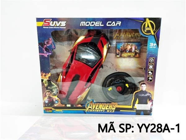 YY28A-1 HỘP XE HƠI LAMBORGHINI IRON MAN MỞ CỬA ĐK 7 Đ.TÁC, CÓ SẠC, VÔ LĂNG TL 1:12 SUVS (MODEL CAR AVENGERS) YY-28