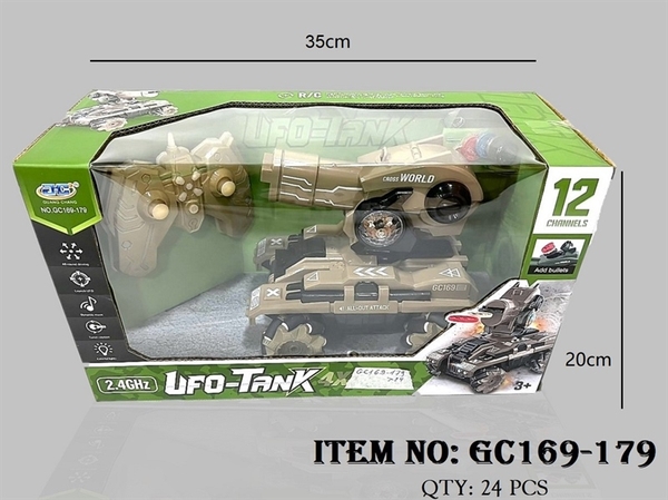 GC169-179 HỘP XE TĂNG ĐIỀU KHIỂN 7 ĐỘNG TÁC BẮN ĐĨA, CÓ SẠC, XOAY 360 ĐỘ BÁNH XOẮN