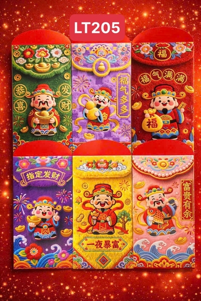 LT205 LÌ XÌ THẦN TÀI 10 XẤP (XẤP 6 CÁI)