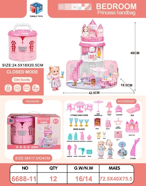 6688-11 HỘP TÚI XÁCH LÂU ĐÀI BÀN TRANG ĐIỂM + 2C BÉ