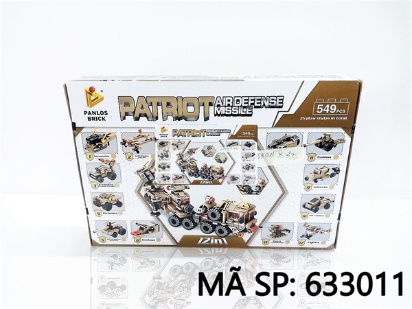 633011 HỘP LOGO RÁP XE TĂNG, JEEP, MÁY BAY 12 in 1 549 MIẾNG (Patriot)