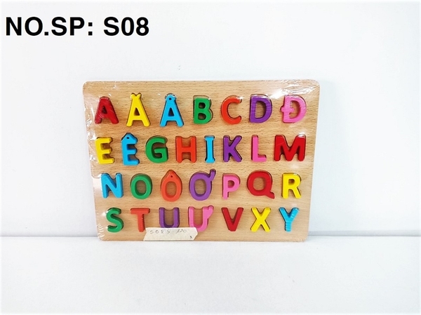 S08 BẢNG GỖ CHỮ CÁI TIẾNG VIỆT IN HOA