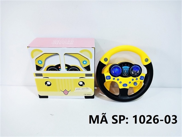 1026-03 HỘP VÔ LĂNG XE HƠI CHO BÉ PIN NHẠC ĐÈN (VÀNG) Simulated Driving 1026-03A