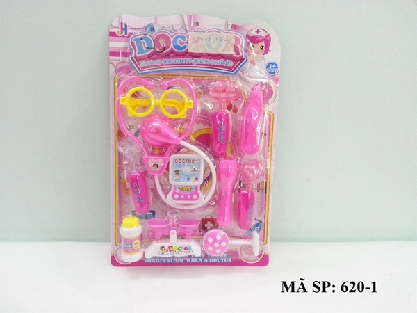 620-1 VĨ BÁC SĨ TAI NGHE+ CÂN+ MÁY ĐO TIM+ MẮT KIẾNG+ NHIỆT KẾ (HỒNG)