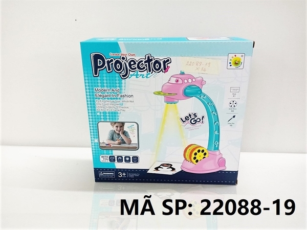 22088-19 HỘP ĐÈN PIN MÁY BAY CHIẾU HÌNH + VIẾT MÀU + GIẤY Projector Art