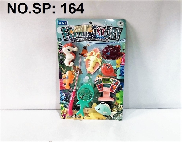 164 VỈ CÂU CÁ 1 CẦN + RỔ + 6C ( CÁ NGỰA, CÁ, TÔM) 154, 163, 164, 165, 168