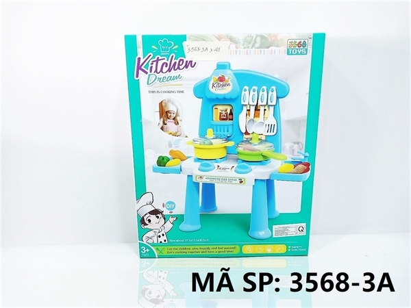 3568-3A HỘP KỆ BẾP GAS + 1 NỒI, 1 CHẢO, BỒN RỬA RAU CỦ (HỒNG)