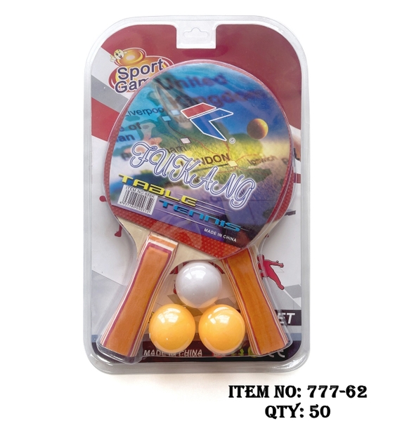 777-62  VỈ ÉP VỢT BÓNG BÀN 2C + 3 TRÁI BÓNG
