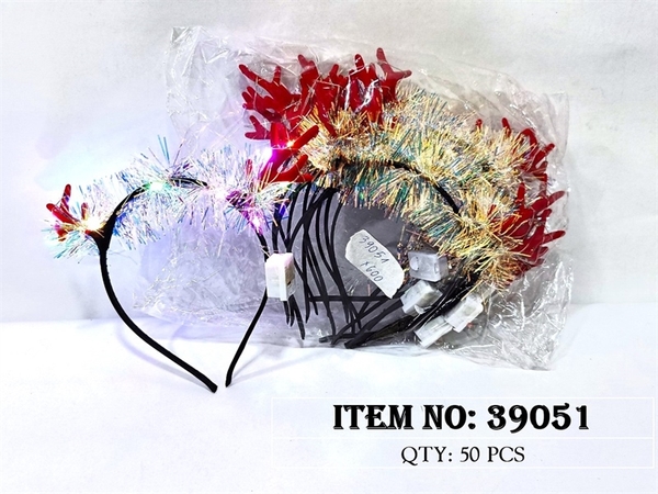 39051 TÚI 12C CÀI TÓC ĐÈN NOEL SỪNG TUẦN LỘC KIM TUYẾN