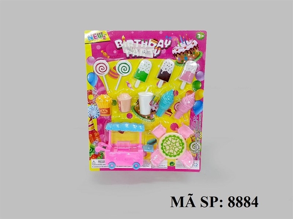 8884 VĨ BẾP XE ĐẨY KEM + KHOAI TÂY+ KẸO+ BÀN+ 4 GHẾ