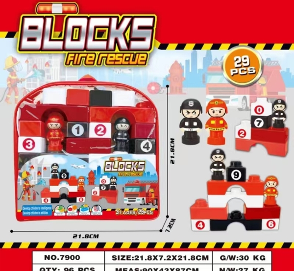 7900  TÚI RÁP TRẠM CỨU HỎA + 2 NGƯỜI 29 MIẾNG (PVC)