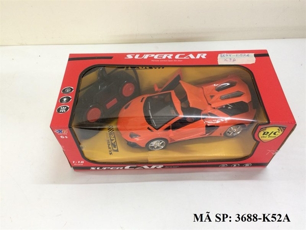 3688-K52A HỘP XE HƠI LAMBORGHINI MUI TRẦN SẮT MỞ CỬA, CỐP ĐK 7 Đ.TÁC CÓ SẠC 1:18 (XD) CAM