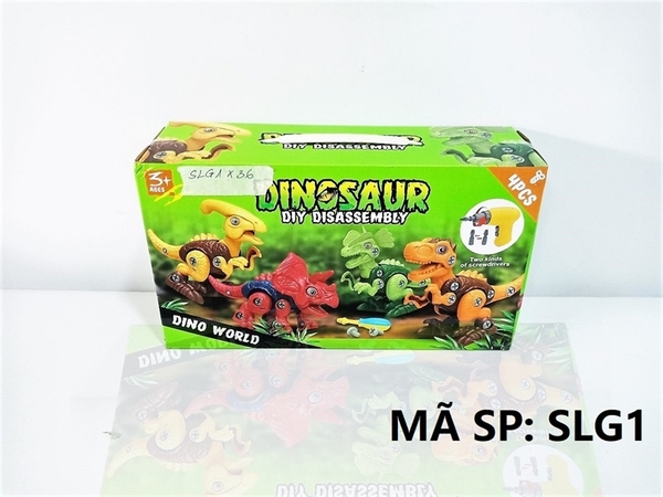 SLG1 HỘP KHỦNG LONG 4C ĐỦ MẪU RÁP ỐC VÍT + KHOAN Dinosaur Diy Disassembly SLG-1, SLG-2