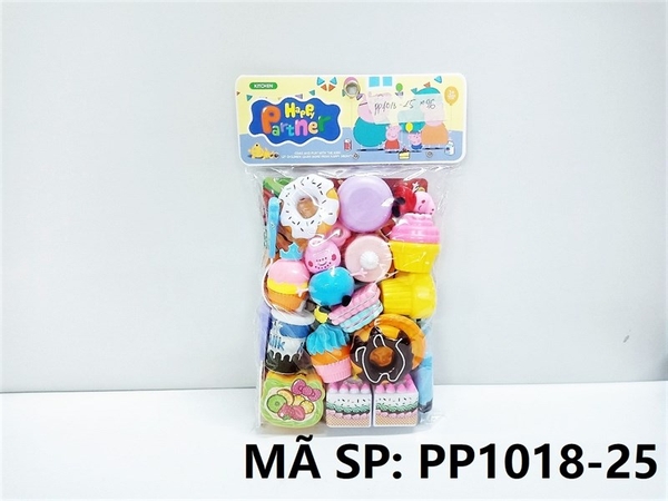 PP1018-25 TÚI BẾP DÍNH BÁNH SINH NHẬT, BÁNH NGỌT, DONUT, 2C HEO PEPPA (PVC)