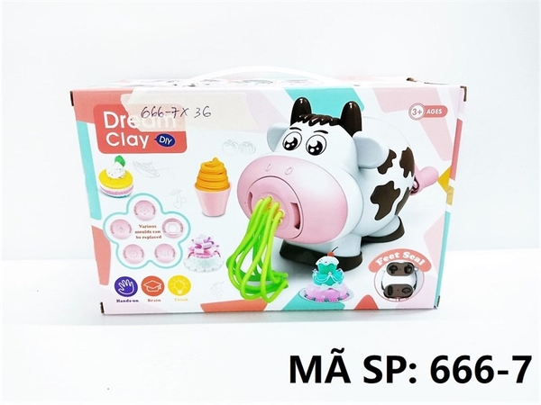 666-7 HỘP ĐẤT SÉT LÀM MÌ, BÁNH + MÁY LÀM MÌ BÒ SỮA 8 HŨ Dream Clay