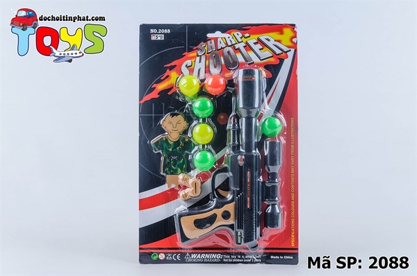 2088 VỈ CÂY BẮN BANH ỐNG DÒM 6 TRÁI + BIA BÉ