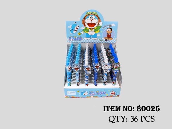 80025  HỘP BÚT VIẾT BI BẤM MÀU TÍM DOREMON 48C 0.5mm