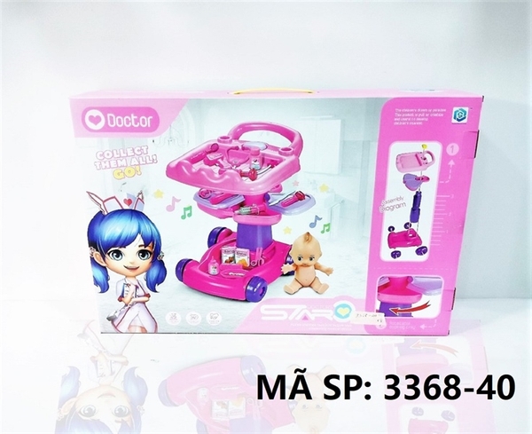 3368-40 HỘP KỆ XE ĐẨY BÁC SĨ HỒNG + 1C BÉ 28 MIẾNG Doctor 3368-37, 3368-38, 3368-39