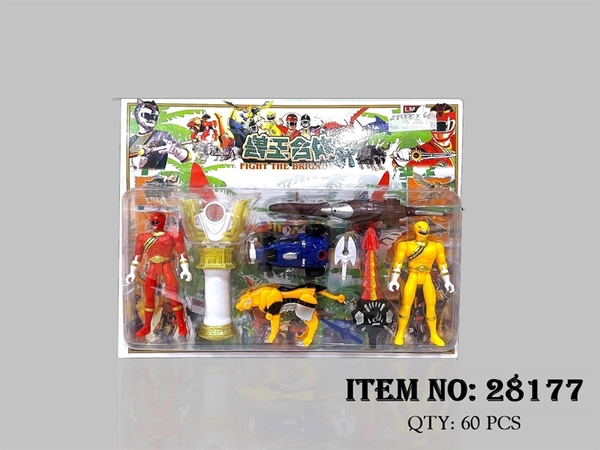 28177 VỈ SIÊU NHÂN 2T GAO + 2C THÚ (BÁO, CÁ MẬP) + XE + TAY CẦM