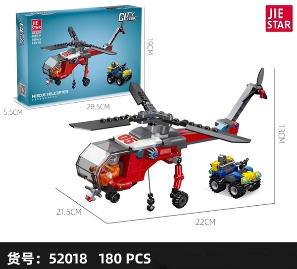 52018 HỘP LOGO RÁP MÁY BAY CỨU HỘ + 1C XE 180 MIẾNG