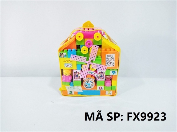 FX9923 TÚI RÁP BALO NHÀ, XE + 1C CHONG CHÓNG 74 MIẾNG Happy Blocks